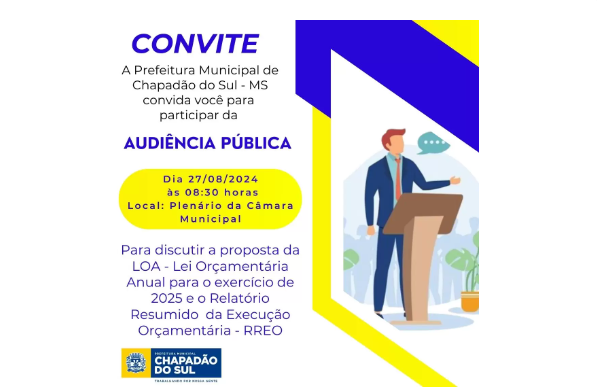 Imagem de compartilhamento para o artigo Prefeitura de Chapadão do Sul realiza Audiência Pública sobre a LOA e prestaçaõ de contar LRF 2025 da MS Todo dia